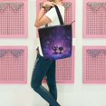 thumbnail image 6 of Zipper canvas bag large capacity large size practical handbag durable Canvas with leather material Purple Alien, 6 of 7