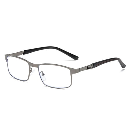 Office Vintage Simple Classic Ultra Light Glasses Business Reading Glasses Anti-Blue Light Eye Protection GREY STRENGTH 400