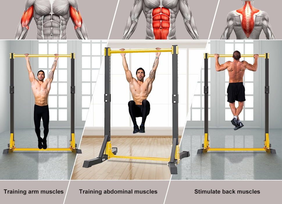 Seipola Freestanding Pull Up Bar Station, 400LBS Capacity Power Tower with 11 Height Adjustments for Pull-Ups, Dips & Push-Ups, Foldable Home Gym Equipment