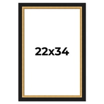 22x34 Frame Gold Real Wood Picture Frame Width 2.25 Inches | Interior Frame Depth 0.5 Inches |