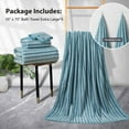 thumbnail image 2 of Jessy Home 4 Pack Green Pine Bicolor bar Stripe Large Bath Towels Set Oversized Bath Sheet Soft Towel Set, 2 of 7