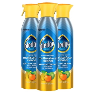 Pledge Antibacterial Multisurface Cleaner Spray, Fresh Citrus, 3-Pack