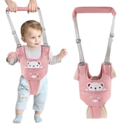 Baby Walking Harness Handheld Baby Walker Assistant Belt Adjustable Toddler Infant Walker Safety Harnesses Standing Up Walking Learning Helper with Detachable Crotch for 9-24 Month Old (Pink)