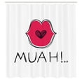 thumbnail image 3 of Ambesonne Kissing Shower Curtain, Sending Kisses and Muah, 69"Wx70"L, Dark Pink White, 3 of 5