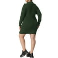thumbnail image 3 of Agnes Orinda Women's Plus Size Sweater Dress Zipper Collar Pullover Bodycon Knit Sweater Dresses 3X Army Green, 3 of 5
