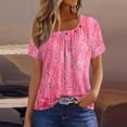 thumbnail image 2 of Short Sleeve T-Shirts for Women Graphic Print Basic Tee Scoop Neck Casual Tops Summer Tshirts Loose Fit (2XL, Hot Pink), 2 of 5
