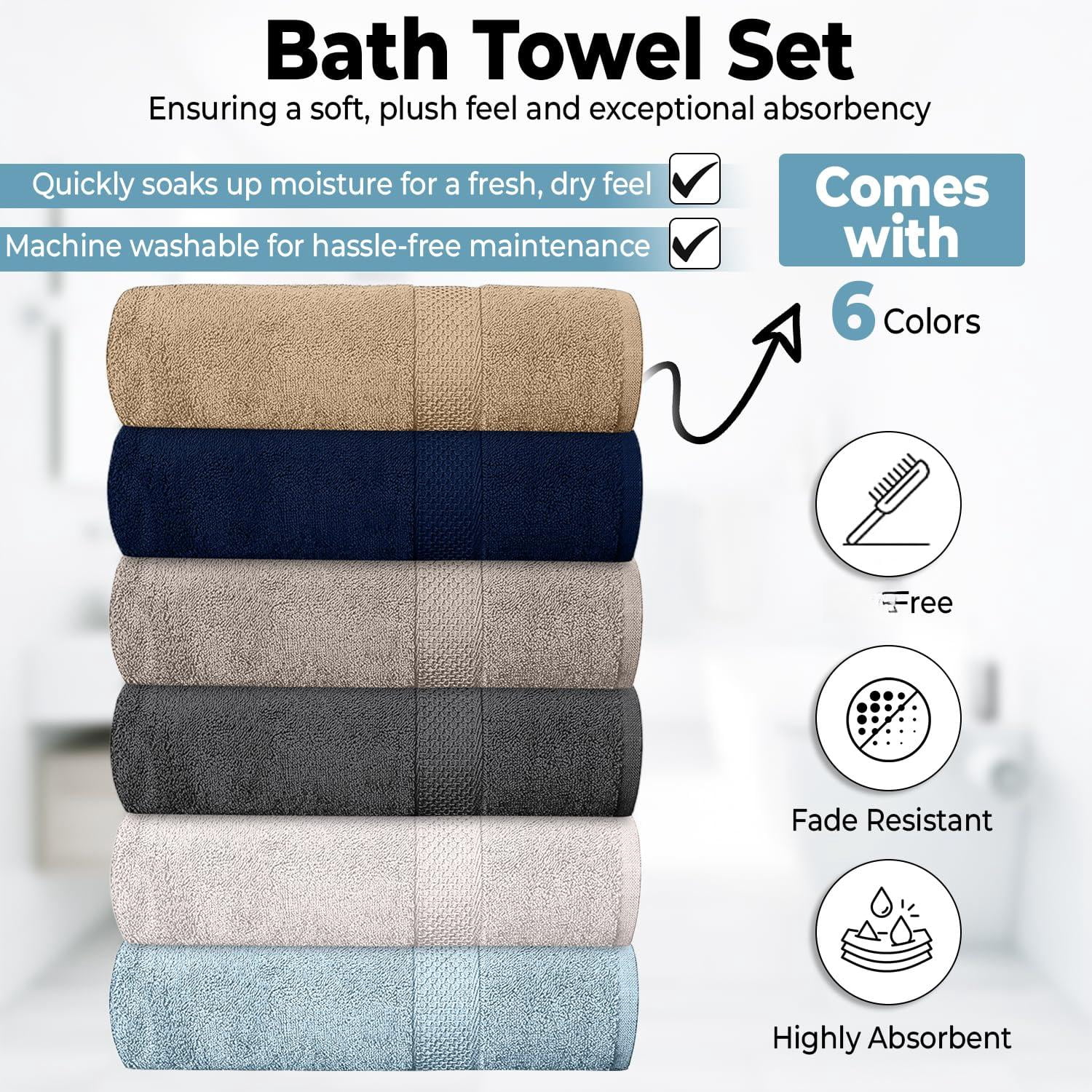 Bath Towels Dream Craft (Multi-color) Pack of 6 (24" x 48")