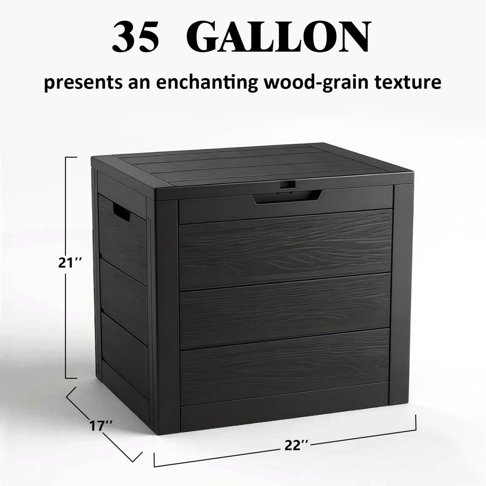 35 Gallon Outdoor Storage Box Waterproof, Resin Deck Box with Lockable Lid, Patio Storage Bench for Cushions, Package Delivery, Garden Tools, UV Resistant, Black