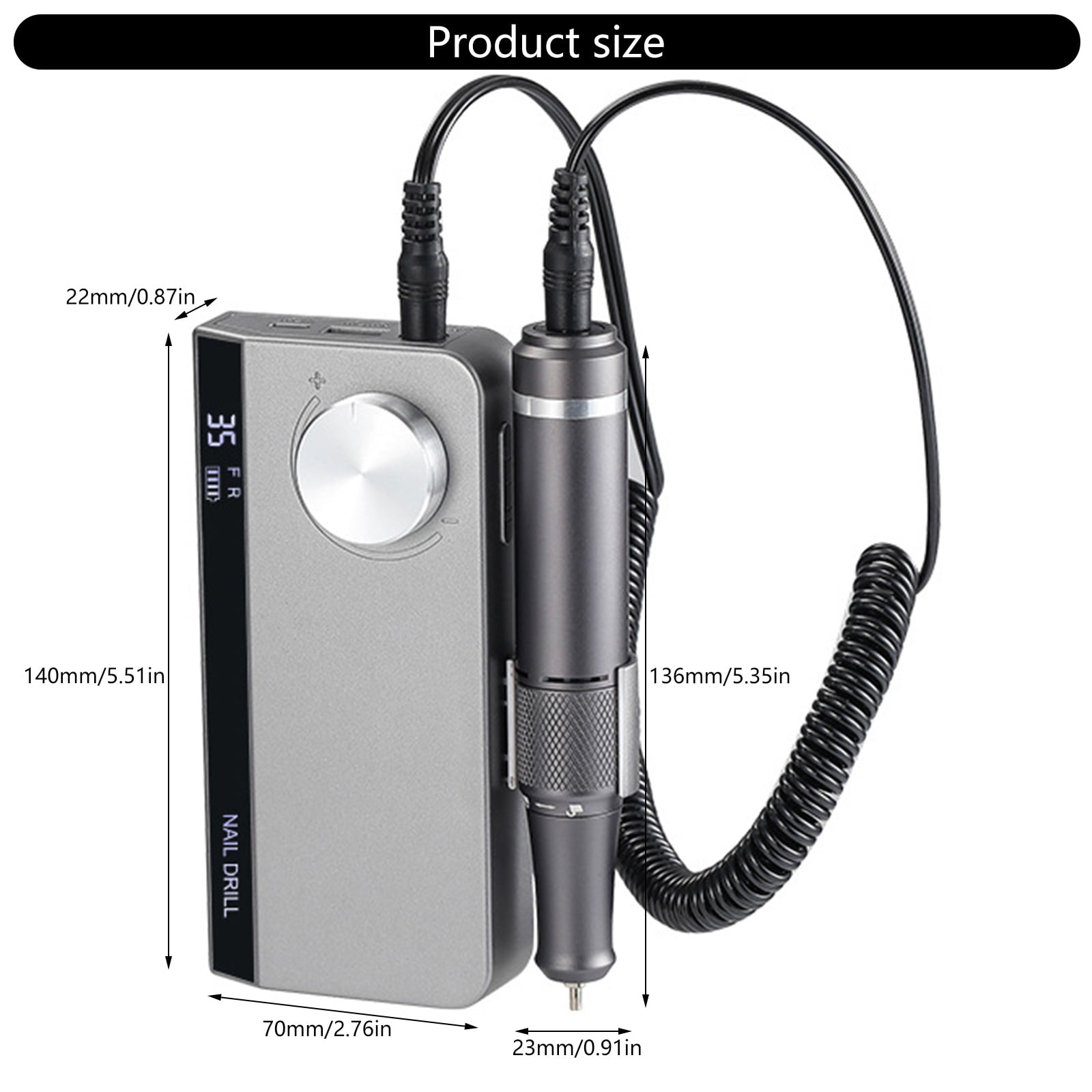 Nails Drill Machine Rechargeable Nails Drill File 35000 RPM Electric Nails File Shaping,Removing & Polishing Gel Nails
