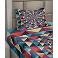 thumbnail image 2 of Ambesonne Modern Fitted & Top Sheet Set with Sham, Visual Patchwork Retro, Multicolor, 2 of 4