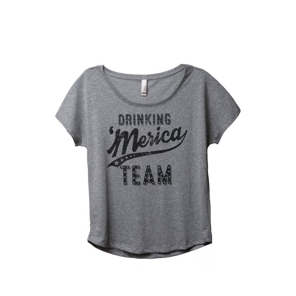 Merica Drinking Team Women's Fashion Slouchy Dolman T-Shirt Tee Heather Grey Small
