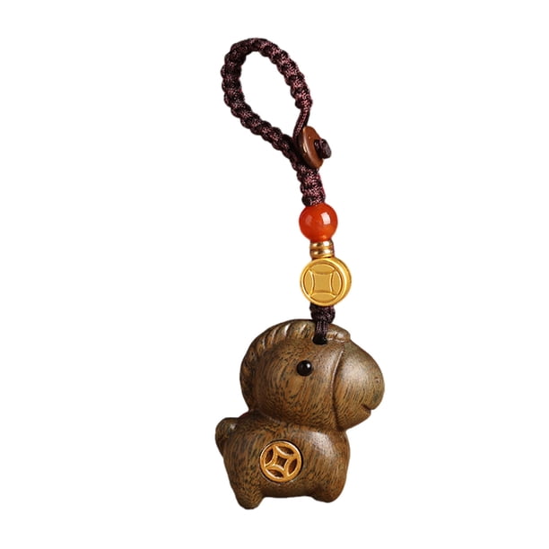 Llavero con colgante de caballo de madera, llavero decorativo para bolso o llave de coche, llavero de madera artesanal.