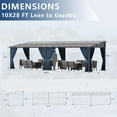 thumbnail image 6 of ASJMR 10x28FT Wall Mounted Gazebo with Polycarbonate Roof,Metal Frame Lean to Gazebo with Double Curtains for Garden Lawn Backyard Deck,Navy, 6 of 7