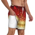 thumbnail image 3 of Goofa Red Gold Glitter Printed Men's Swim Trunks Board Shorts Quick Dry Mens Swimming Trunks with Compression Liner,Breathable Fit Hawaii Beach Shorts-XX-Large, 3 of 9