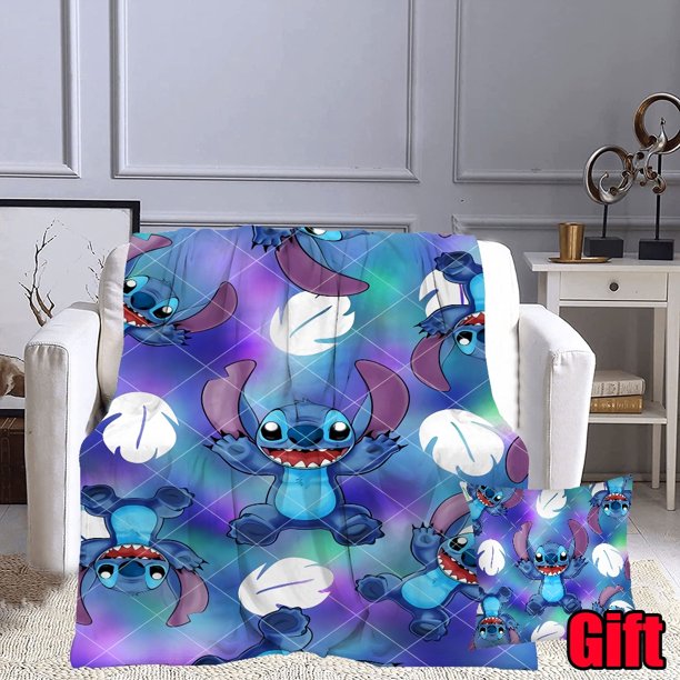 Disney Lilo & Stitch Blankets With Pillow Cover Comfortable Microfiber Blankets For Kids Adults