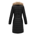 thumbnail image 2 of Giolshon Leather Puffer Jacket, Winter Coats for Women Bubble Padded Long Coat with Detachable Faux Fur Collar, 2 of 6