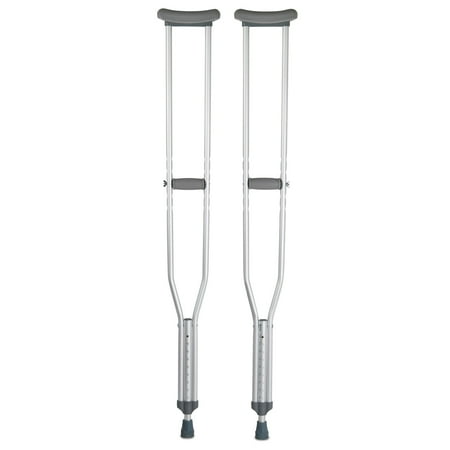 McKesson Underarm Crutches Aluminum Frame Tall Adult 350 lbs. Weight Capacity Push Button / Wing Nut Adjustment, McKesson Brand, 146-10402-8 - Case of 8