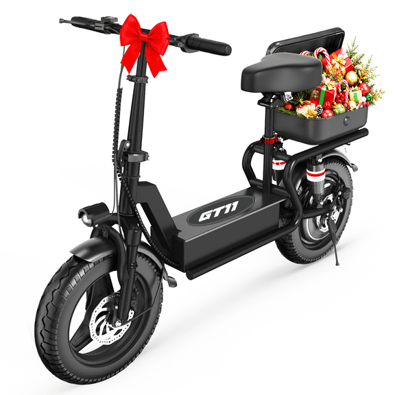 ASKGO 1200W Peak off‑road Electric Scooter with Seat, 48V 15Ah Foldable for Outdoor Use, up to 25MPH & 35 Miles, 3‑Speed, 14" All Terrain Tire, UL2272