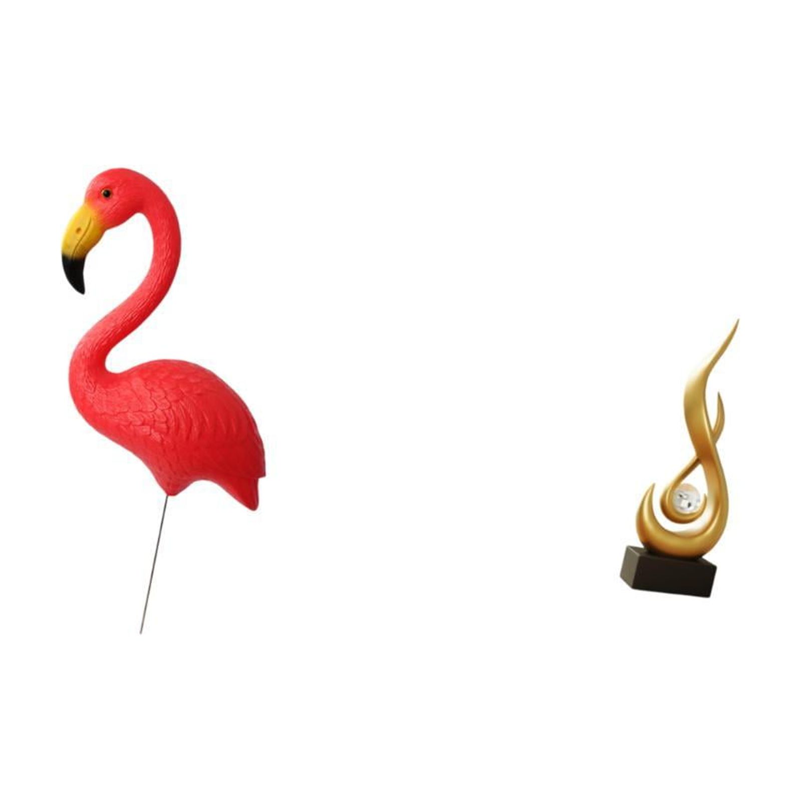 Miulika Flamingo Fairy Garden Sculpture with Abstract Fire Flame Design for Holiday Spring Yard Art and Modern Indoor Cabinet Ornament Decor