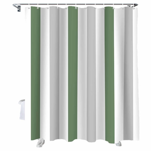 Shower Curtain Green Grey Striped Shower Curtains for Bathroom Bathtub, Waterproof Fabric Shower Curtain Set with Hooks, Extra Long 72" x 78" Vertical Stripes