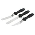 thumbnail image 1 of Juego de 3 espátulas de acero inoxidable para hornear, espátulas de plástico reutilizables de acero inoxidable de grado alimenticio para crema de pasteles, espátula para glaseado, color negro, 1 of 1