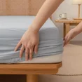 thumbnail image 6 of BESTOUCH Fitted Sheet Only 100% Washed Cotton Linen Feel Easily Fits Deep Pockets up to 17 inch Solid Cornflower Blue King, 6 of 6