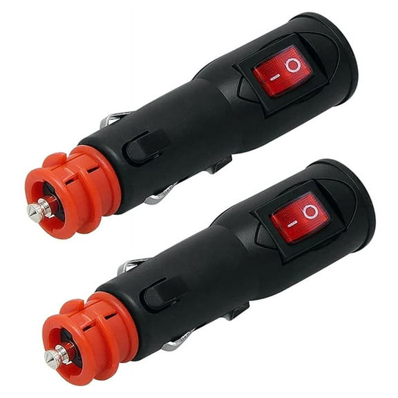 HOT! 2 PCS Power Adapter Connector 12V Car Plug with Fuse and Switch 20mm Cig / 12mm DIN for Euro Vehicle Electrical Socket