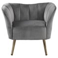 thumbnail image 3 of ACME Fauteuil d'Appoint en Velours Capitonné Gris et Or, 3 of 7