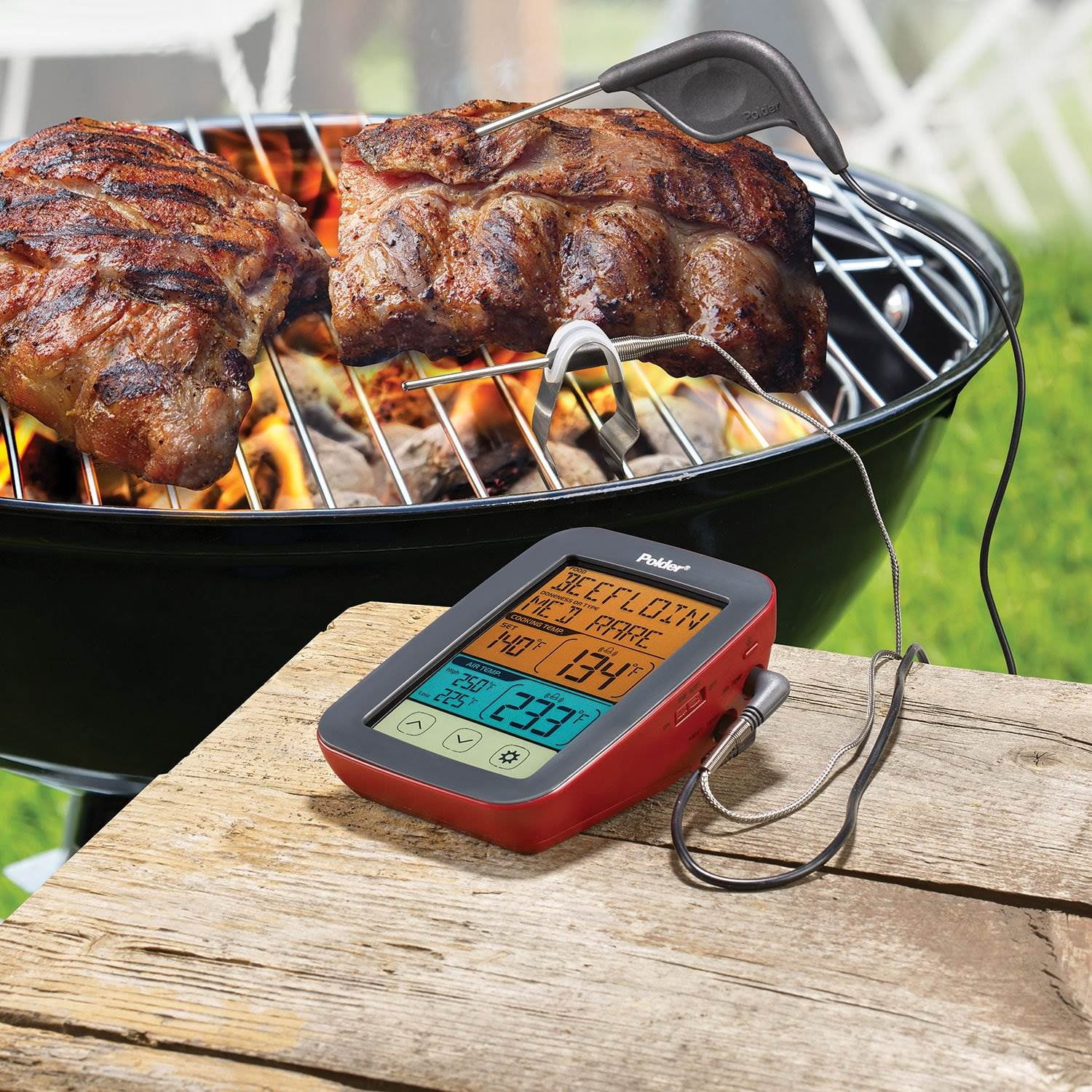 Polder Digital Touch Screen Bbq And Smoker Thermometer, Red : Target