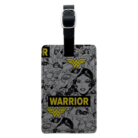 Wonder Woman Warrior Pattern Rectangle Leather Luggage Card Suitcase Carry-On ID Tag