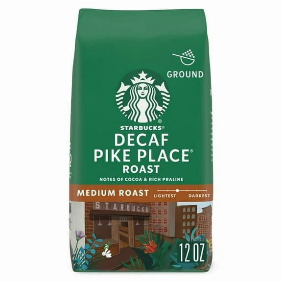 Starbucks Decaf Pike Place Roast Ground Coffee, Medium Roast, 12 oz (Pack of 4)