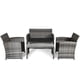 thumbnail image 2 of Juego de muebles de patio de Mimbre PE tejido a mano 4 piezas con Cojines Costway Negro, 2 of 3