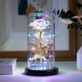 thumbnail image 3 of Yous Auto Rose Light Artificial Galaxy Rose Lamp with Butterfly and Colorful LED Rose Flowers In Glass Battery Powered Gifts for Women Girls for Wedding Mother's Day Valentine's Day, 3 of 9