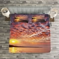 thumbnail image 3 of Ambesonne Landscape Quilted Bedspread Set 3 Pcs, Dawn at Beach Seaside, Queen Size, Orange Mauve Blue, 3 of 3