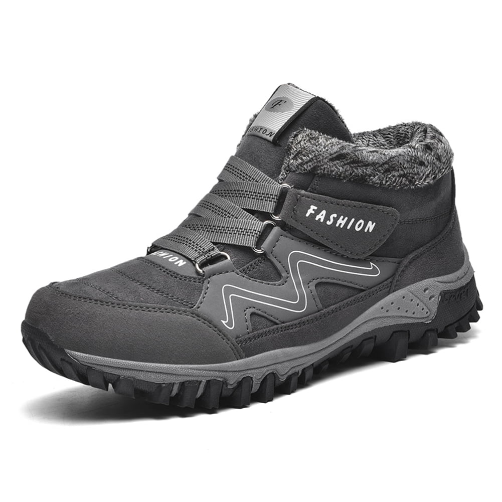 Peggybuy Chaussures de Randonnee Decontractees d Hiver en Peluche Femmes Hommes Bottines Baskets Gris Fonce 40 Walmart