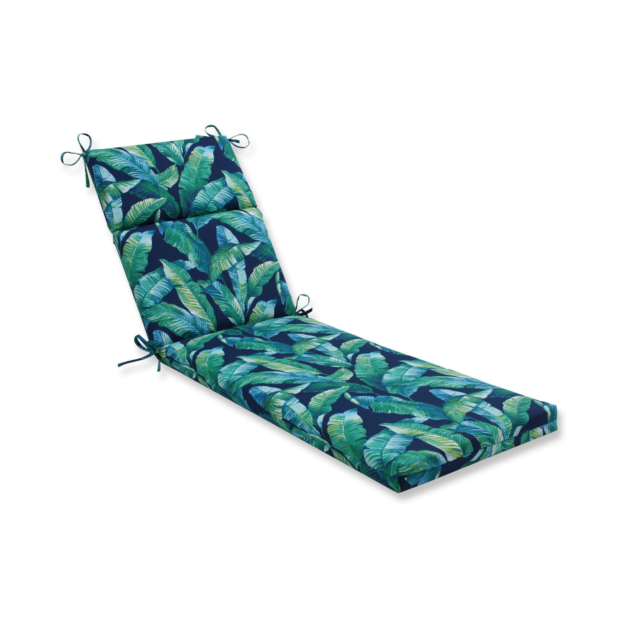72.5" Navy Blue and Green Tropical Outdoor Patio Chaise Lounge Cushion