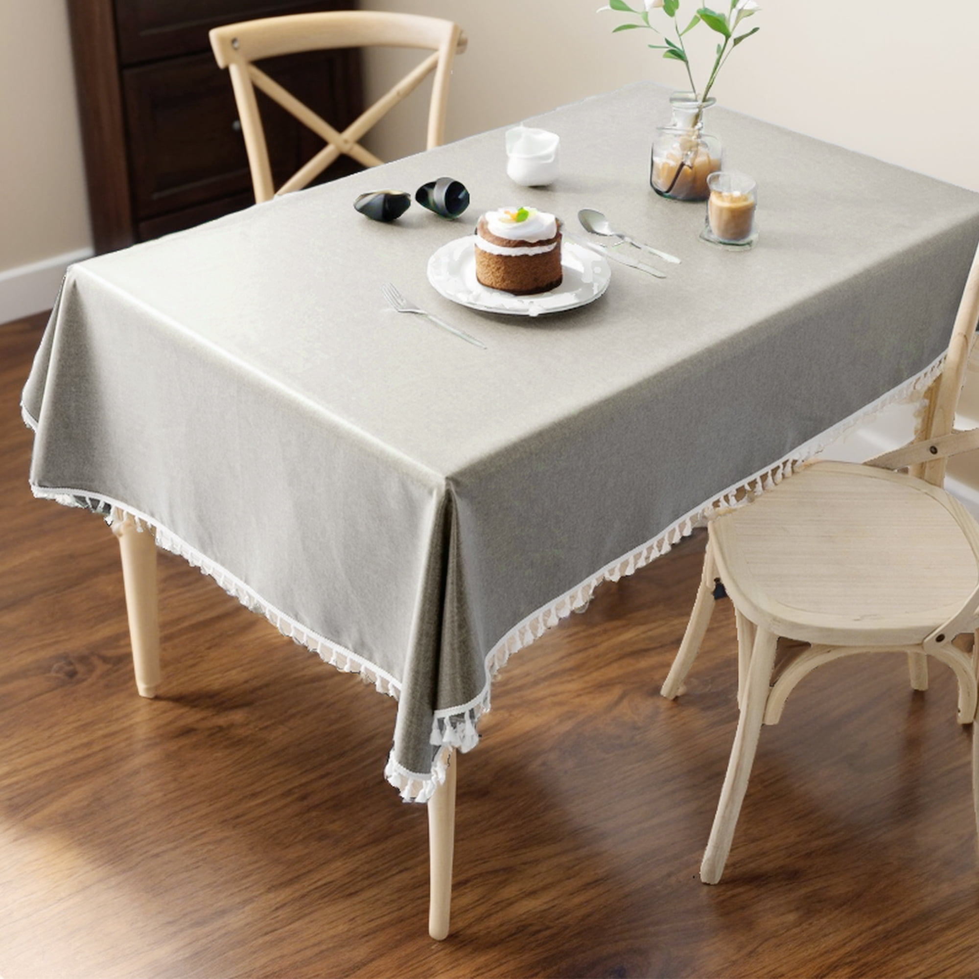 Unique Bargains Wrinkle Free Tablecloths for Holiday Camping Brown 55.12"x35.43"