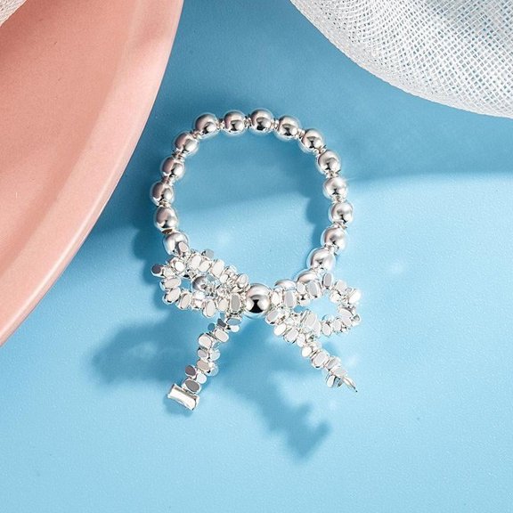 APIPEE Women 925 Sterling Silver Weaving Butterfly bowKnot Thumb Ring Stress Anxiety Rings Women's Jewelry Lady Birthday Mother's Day Gifts