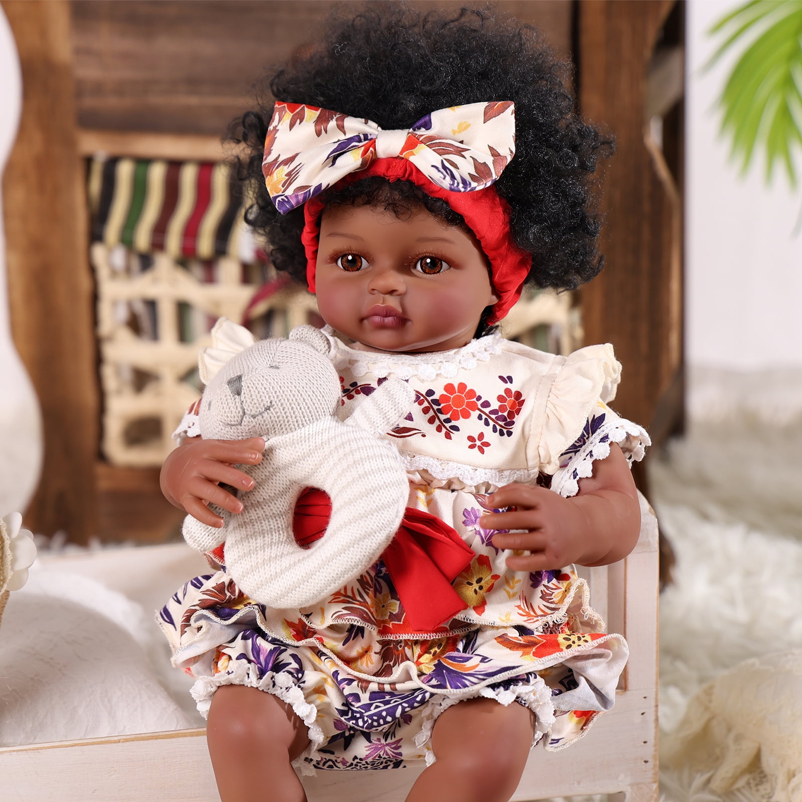 RSG Lifelike Reborn Baby Dolls Black Girl- 17 Inch Soft Body - Handmade Real Life Baby Dolls with Clothes and Toy Gift for Kids Age 3+