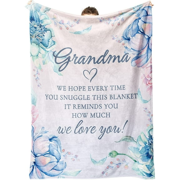 Grandma Gifts Blanket, Gifts for Grandma Christmas, Grandma Birthday Gifts from Granddaughter Grandchildren, Mother‘s Day We Love You Cozy Throw Blankets Present 50" x 60"