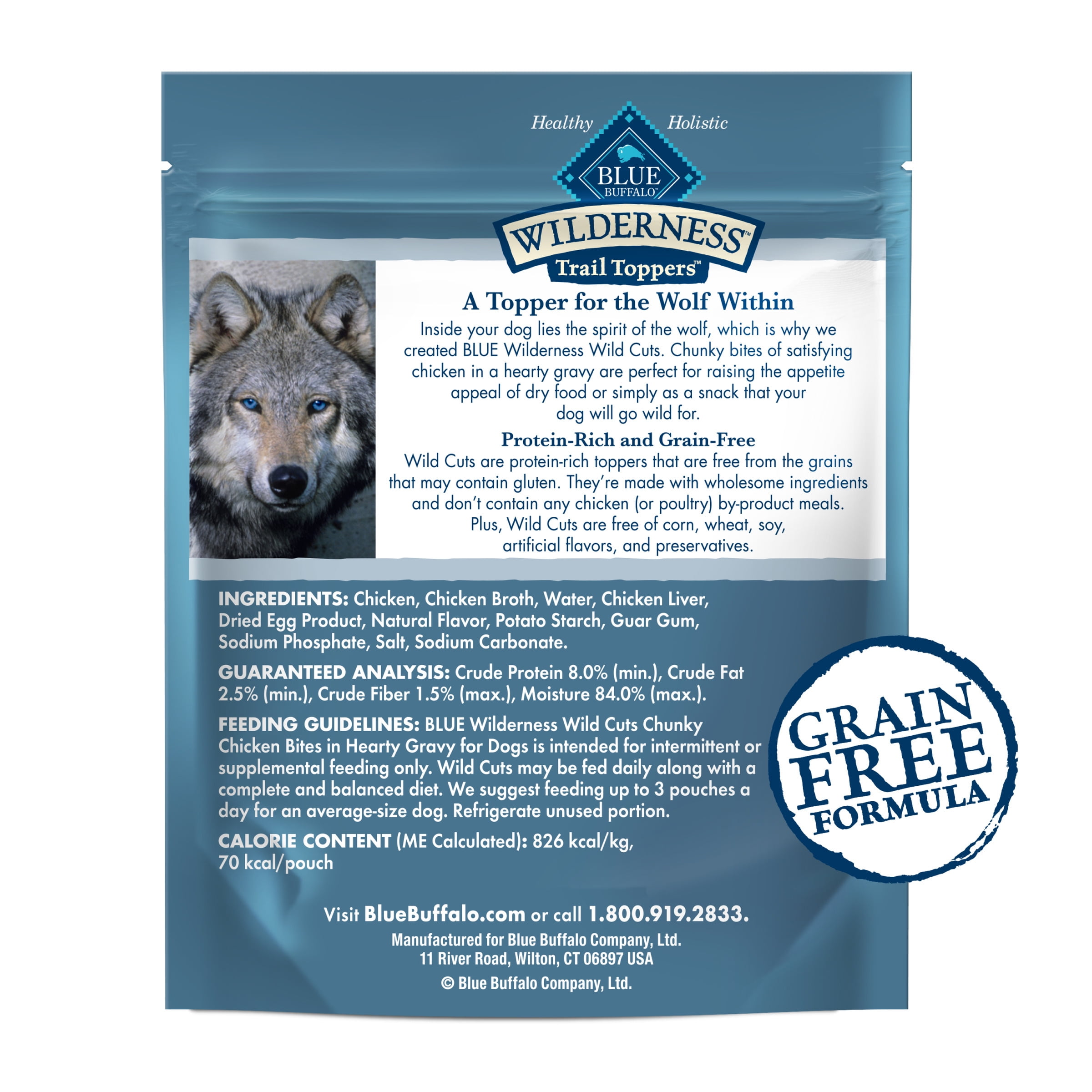 (6 pack) BLUE Wilderness Trail Toppers Dog Wet Food, Chicken Bites in Gravy, 3-oz Pouch