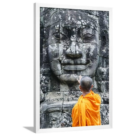 Acetate Temples Frame - Cambodia, Siem Reap, Angkor Wat Complex. Monks Inside Bayon Temple (Mr) Framed Print Wall Art By Matteo Colombo