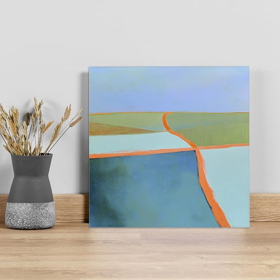 Green Teal Orange Wall Art Painting on Canvas, Modern Oil Painting Abstract Canvas Art Home Prints Wall Art Framed Modern Artwork for Living Room Bedroom Wall Decor 20x20in
