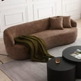 thumbnail image 2 of Williamspace 86.6" Curved Sofa, Modern 3 Seat Couch Back Upholstered Boucle Fabric Couch with Two Throw Pillows for Living Room, Office, Apartment, Brown, 2 of 6