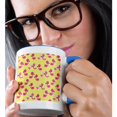 thumbnail image 2 of 3drose, Cute Pink Flamingos on a Bright Yellow Polka Dot Background, 15oz Two-tone Blue Mug, 2 of 6