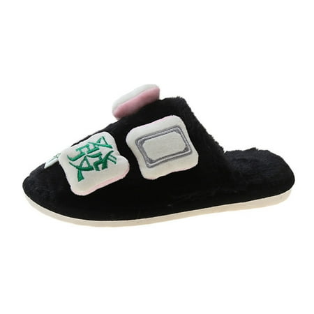 

knqrhpse slippers for women Indoor Home Cute Fashion Mahjong Tiles Lightweight Winter Warm Cotton womens slippers house slippers for women