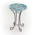 thumbnail image 3 of Alpine Corporation Alpine Corporation 18" x 24" Mosaic Glass Birdbath Bowl on Stand, Blue Dragonfly, 3 of 13