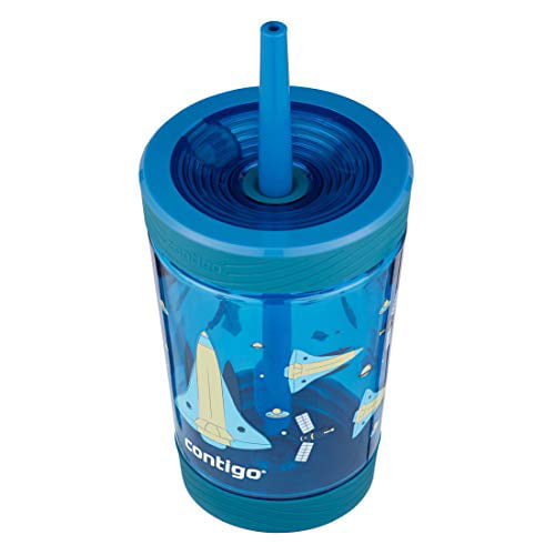 Contigo Kids Spill-Proof Plastic Tumbler with Blue Straw Gummy & Spaceship  , 14 fl oz. 