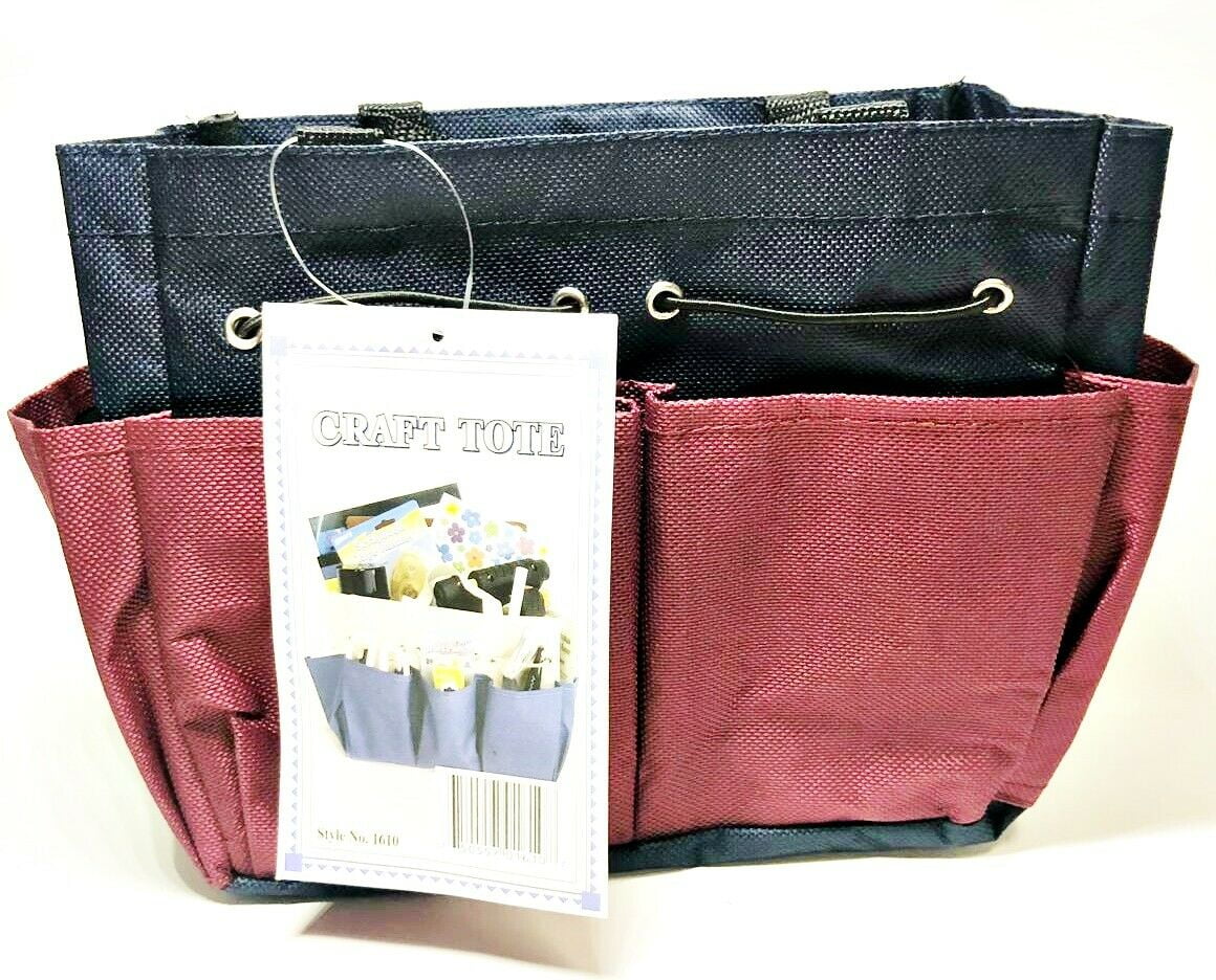 Allary 1610 Canvas Craft Caddy Organizer Project Tote 8x4x7 Inch, RED