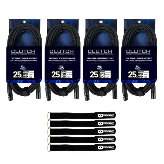 Universal 25FT 3-Pin DMX Lighting Cable (4 pack)